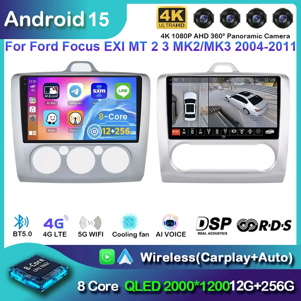 

Автомобильный радиоприемник Android 15 для Ford Focus 2 3 Mk2 Mk3 2004-2011, мультимедийный видеоплеер, навигация, GPS Carplay, 4G, авто стерео, RDS