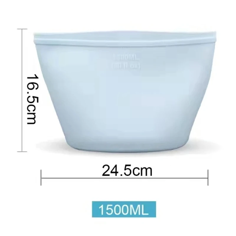 1Pc 500ml/1000ml/1500ml Silicone food storage bag reusable self-supporting zipper bag leakproof container fresh-keeping bag food