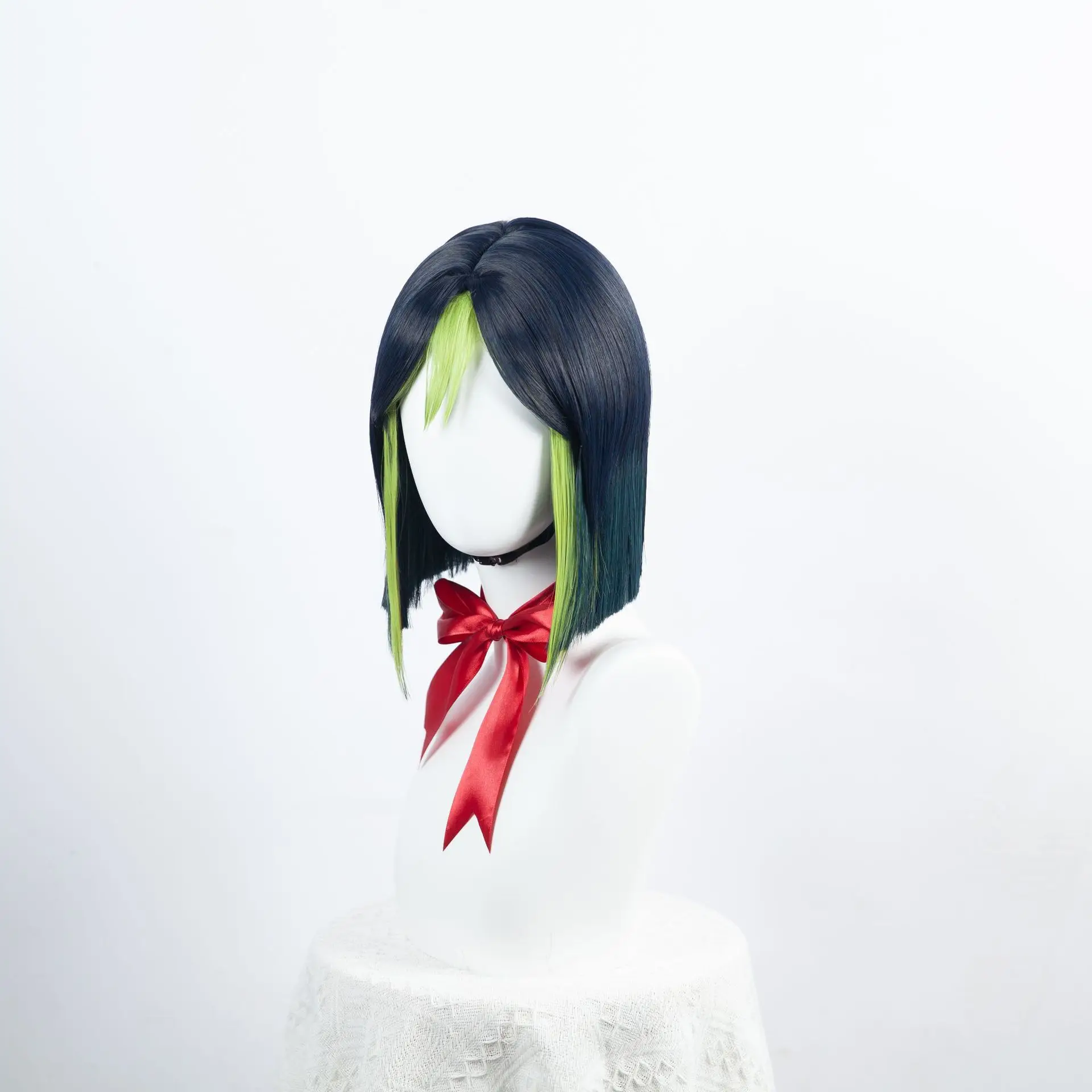 Genshin Impact Ternaire Pruik, Sumeru Cosplay Nieuw Karakter, Vijfsterren Gras Elemental, Gradiënt Hoogtepunten Korte Bob Kapsel