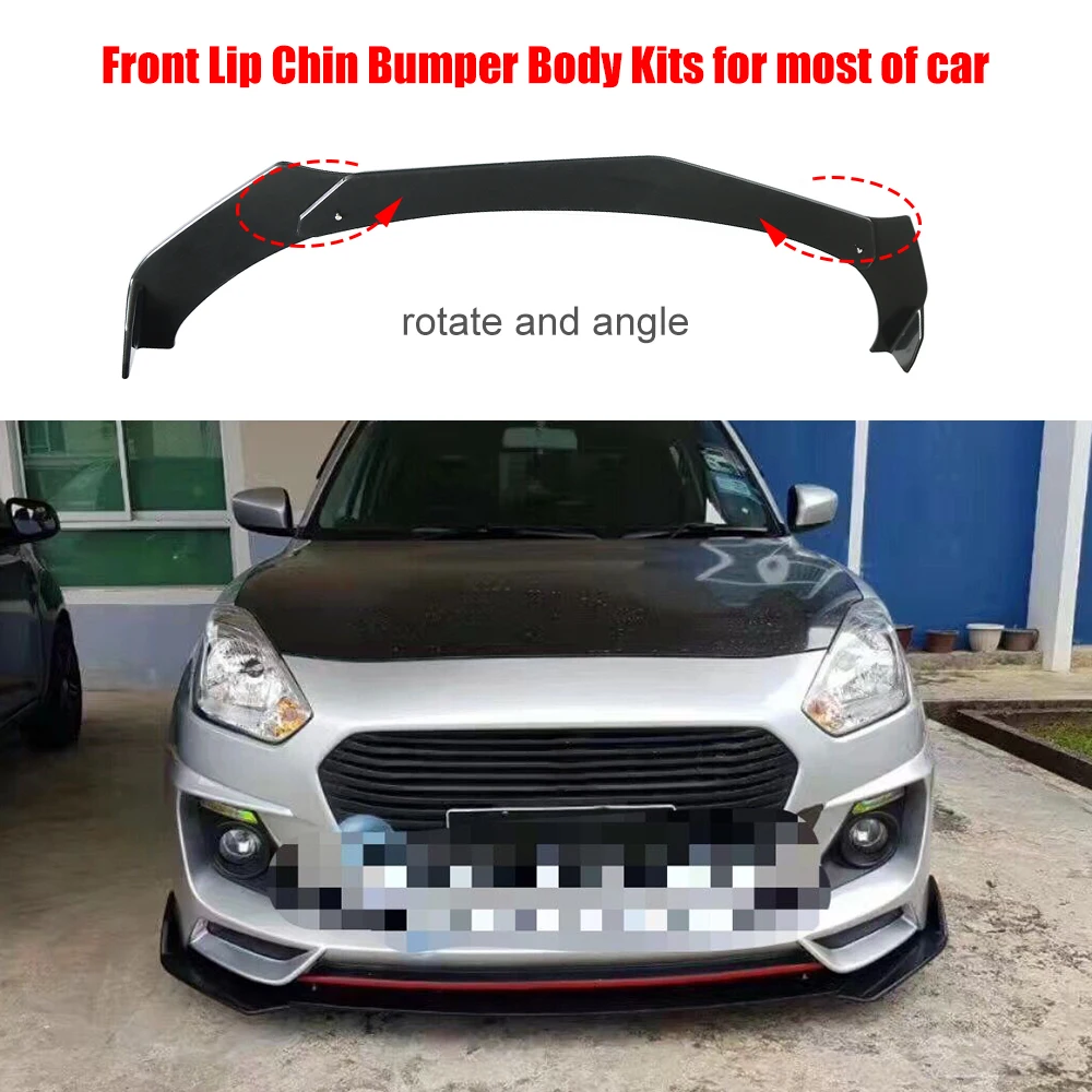 Carbon Fiber Look Universal 3Pieces Car Front Lip Chin Bumper Body Kits For Honda For Civic Auto Accessories