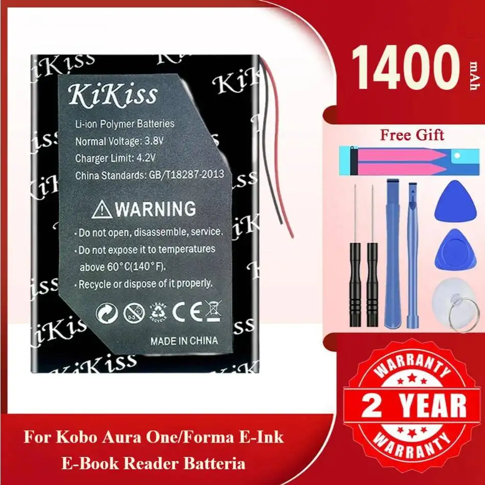 KiKiss Battery For Kobo Aura One/Forma E-ink E-book,Aura One,1400mAh