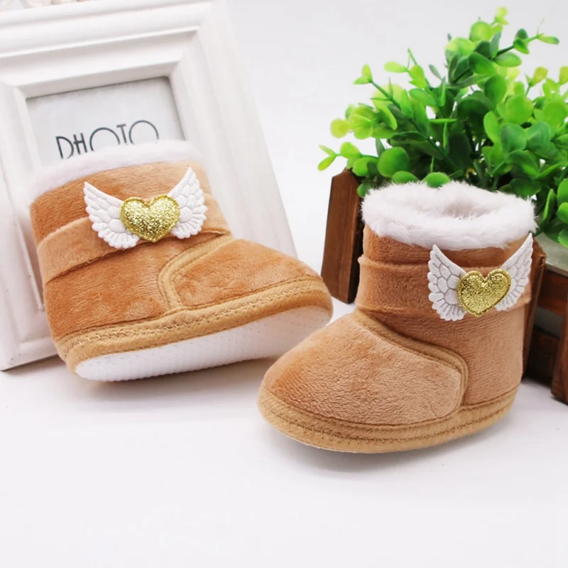 Newborn Baby Girl Plush Snow Booties Winter Warm Shoes Non-Slip Sneaker Walking Soft-Soled Toddler Children First Walkers