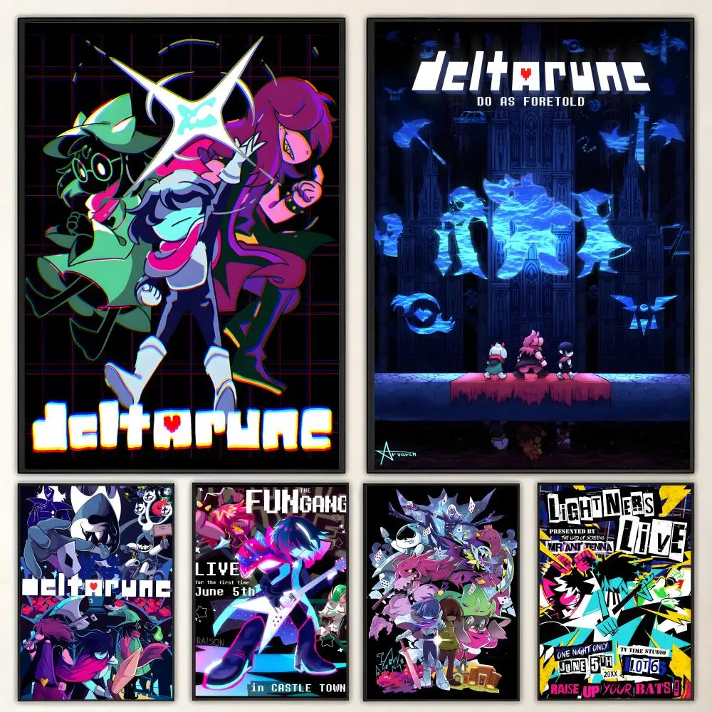 Game Deltarune Poster HD art waterproof sticky wall home decoration aesthetic