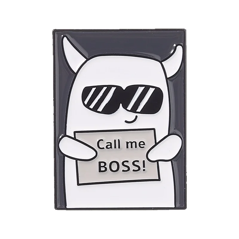 

Call Me Boss Little Devil Enamel Pin Cool Devil Wearing Sunglasses Brooch Bag Lapel Badge Fahion Jewelry Gift for Office Workers
