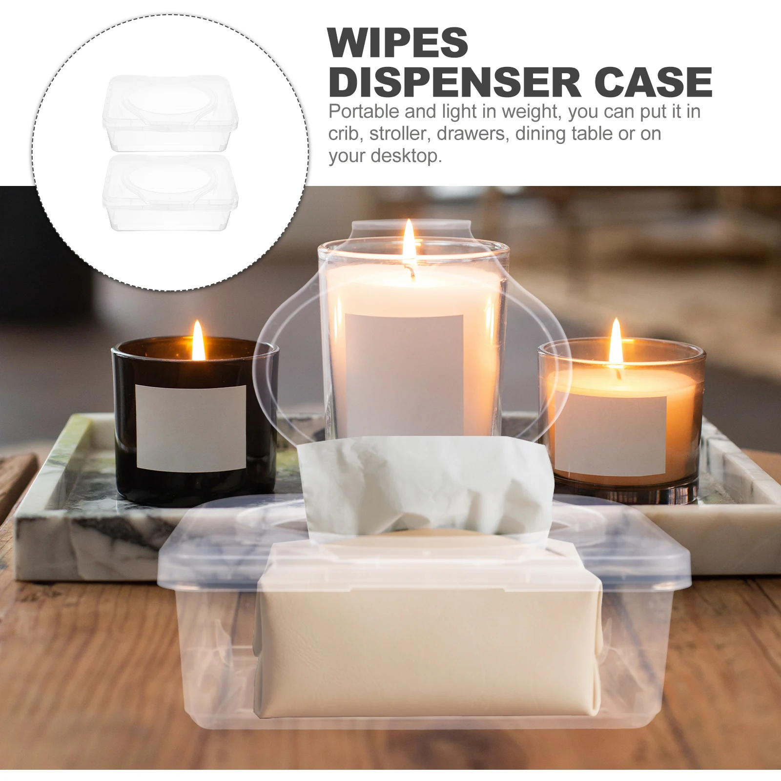 

Wipes Box Tissue Dispenser Containers Refillable PP Material Large Capacity Portable Storage Solution Crib Stroller
