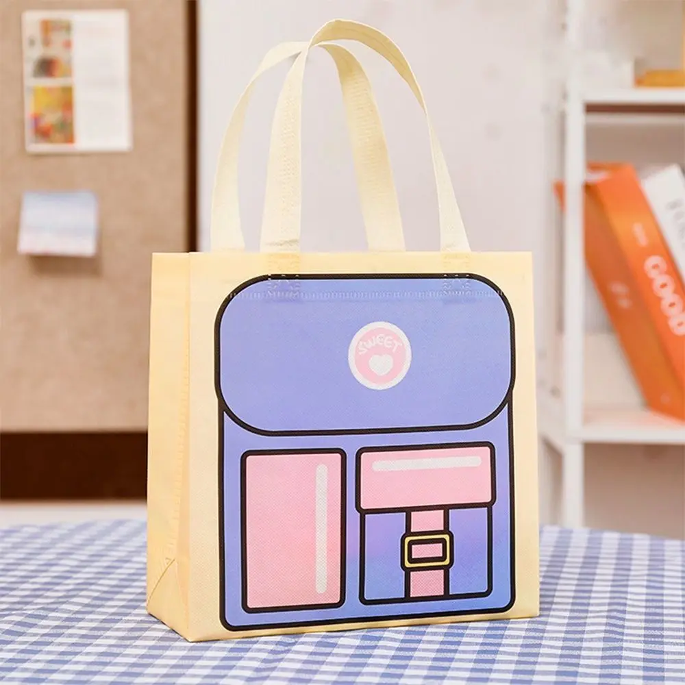 Bolsa de compras no tejida con estampado de dibujos animados, bolso de mano con estampado de dopamina de gran capacidad, duradero y resistente al desgaste, reutilizable