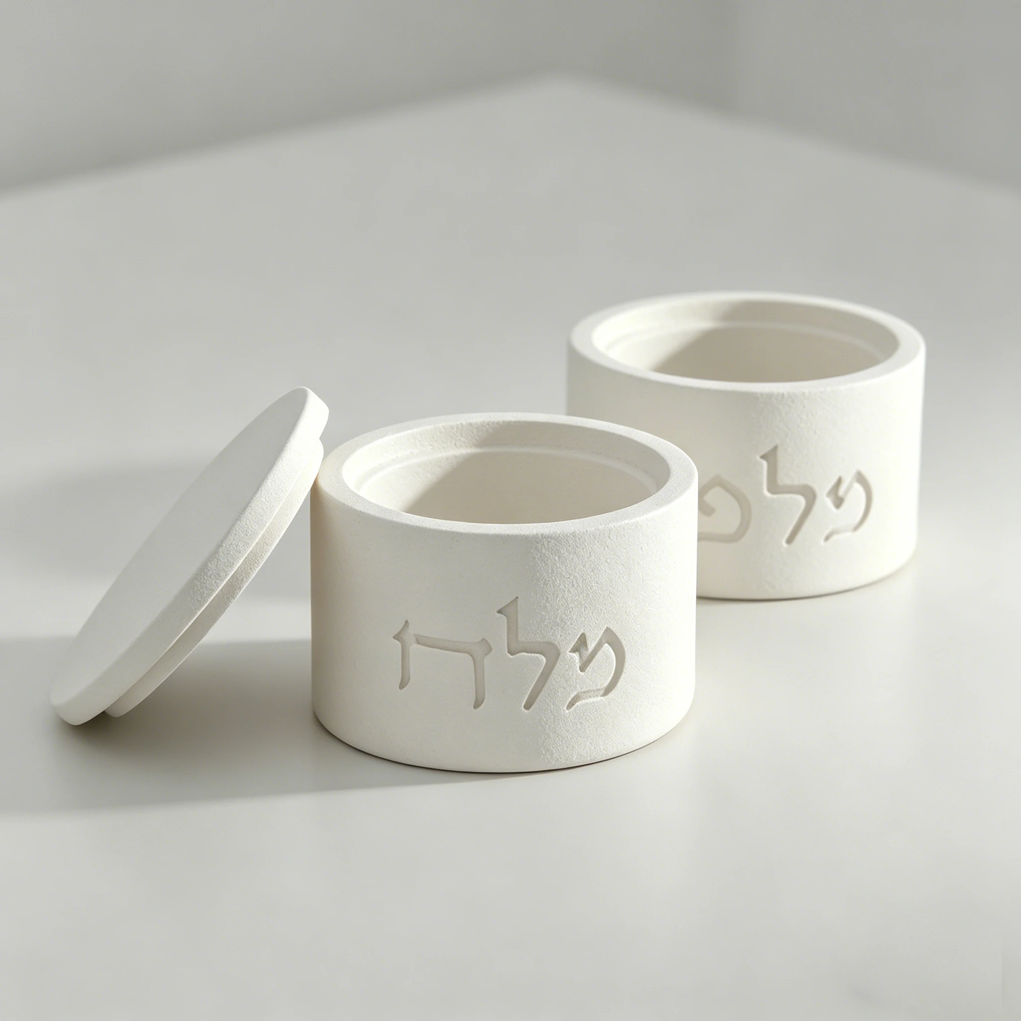 Lot de 2 moules en silicone pour boîte à sel et poivre juive avec lettres hébraïques, pour moulage en résine, gypse et époxy, pour décoration de Shabbat