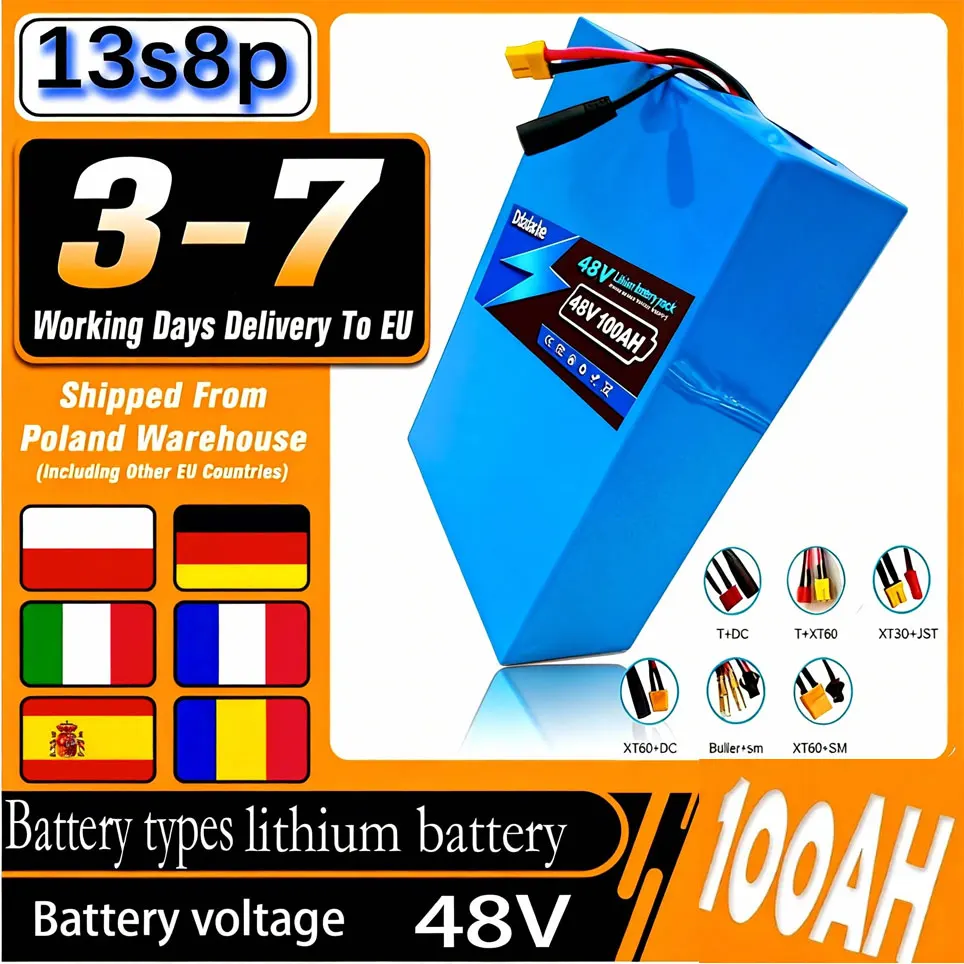 Image of 48V 100Ah 13s8p Lithium-Akku 48V 10000mAh 2000W motorisierte Rollerbatterien Eingebautes 50A BMS