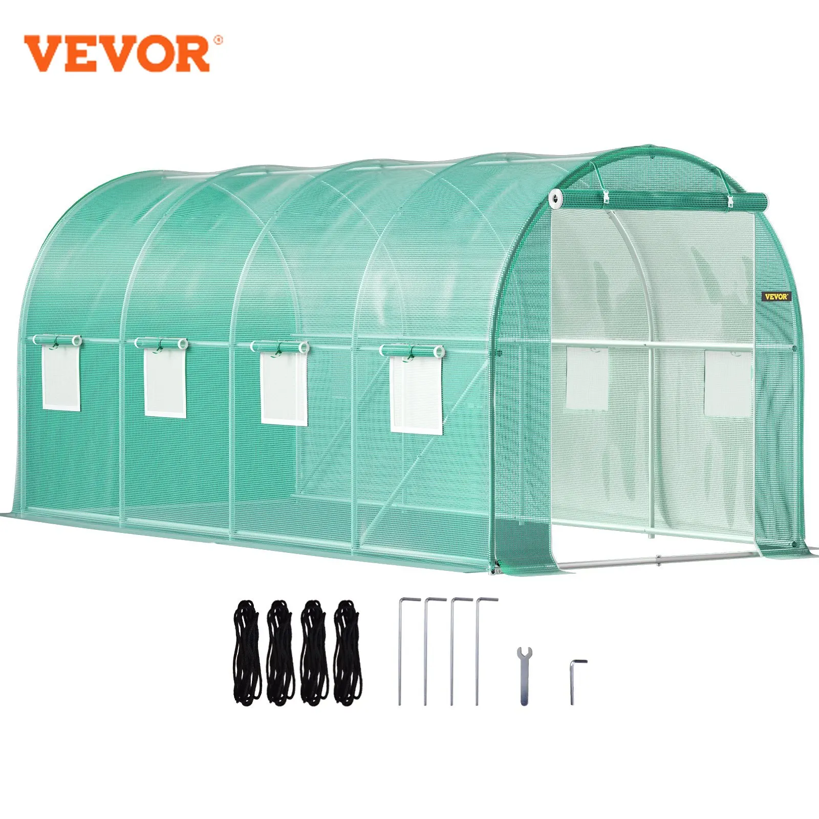 VEVOR Walk-in Tunnel Greenhouse Galvanized Frame & Waterproof Cover 15x7x7/10x7x7/20x10x7/12x7x7 ft Greenhouses & Cold Frames