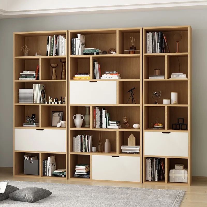 Estantería de pared moderna y sencilla de madera maciza, combinación de estantería de suelo para sala de estar, estantería vertical de troncos en capas, estantería tipo bogu.