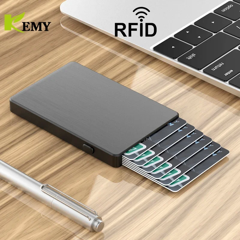 

Kemy Slim RFID-кошелек с блокировкой, мини-смартный кошелек, тонкий держатель для карт для мужчин и женщин, маленький волшебный кошелек, мужской 2025 Billetera