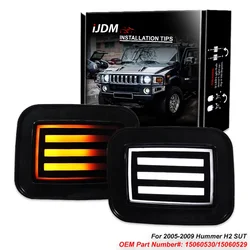 iJDM Front Turn Signal Lamp Assembly For Hummer H2 SUT White Driving/DRL & Amber Sequential Blinker Turn Signal Lights 03-09