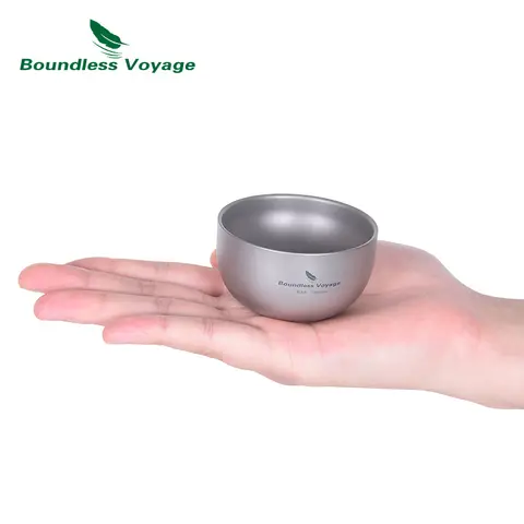 무한 항해 티타늄 더블 레이어 찻잔 와이드 입 와인 차 머그잔 매일 사용되는 하이킹을위한 경량 캠핑 Drinkware 40ml