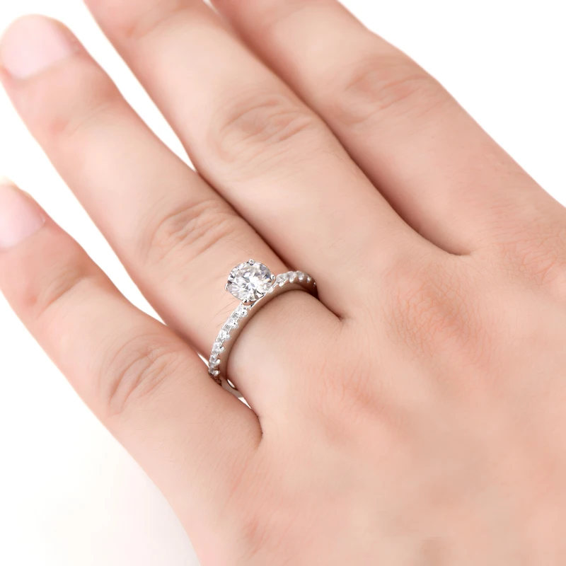 

AINUOSHI 6MM Moissanite Engagement Ring 925 Sterling Sliver Stacking Trendy Wedding Rings for Women 2024 Trending Fine Jewelry