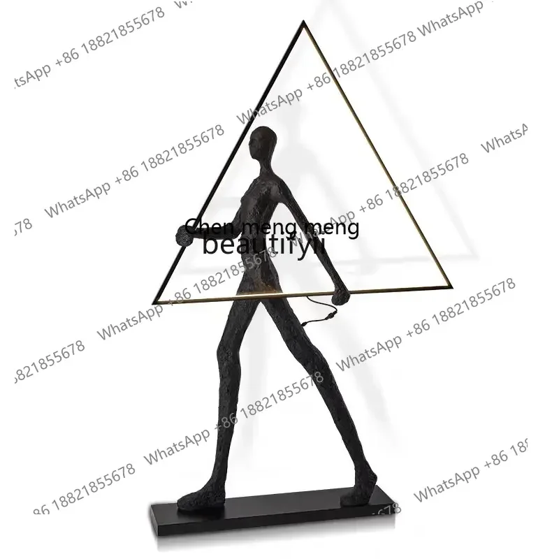 

Artificial Floor Lamp with Light Big Decorations Abstract Figure Sculpture Glass Steel Floor Lamp for Shopping Mall Hotel