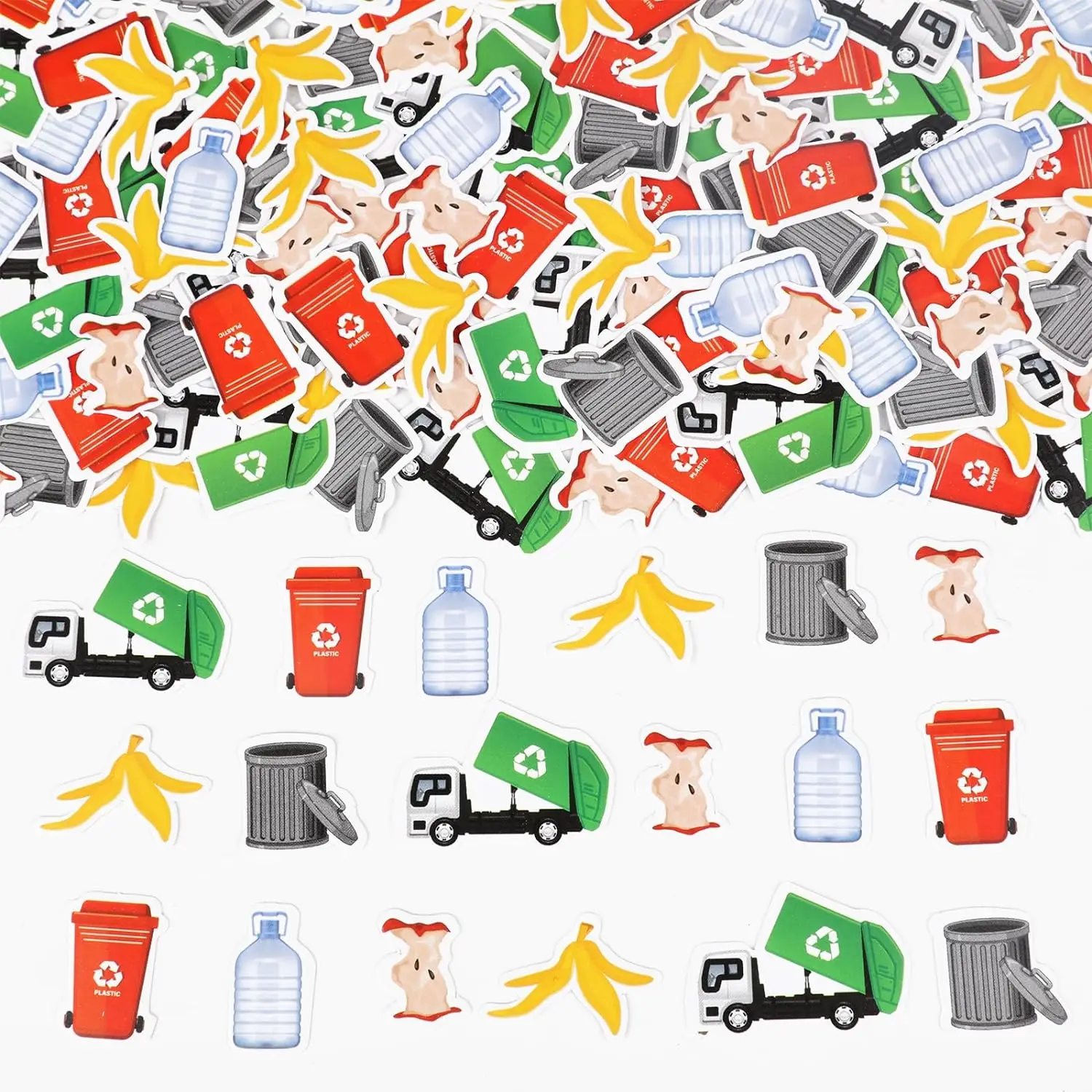 Garbage Truck Party Decorations, 200pcs Trash Truck Confetti for Table, Waste Management Recycling Birthday Party Supplies