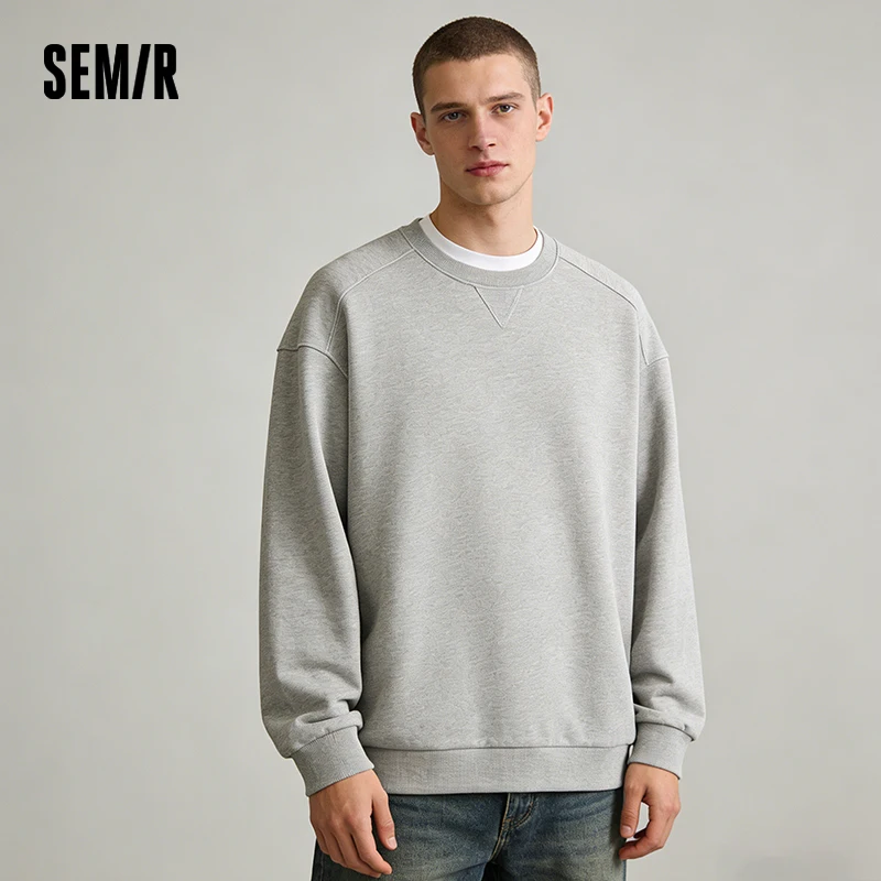 Semir קפוצ'ון רב תכליתי לגברים אביב מוצק עם צווארון ארוך שרוולים רכים נוחים קז'ואל שכבה בסיסית יומית טופ יומי