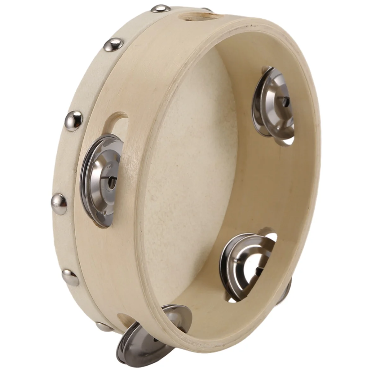 Mainan Musik Perkusi Jingle Logam Lonceng Drum Rebana Genggam 6in untuk Permainan Anak-anak Pesta KTV