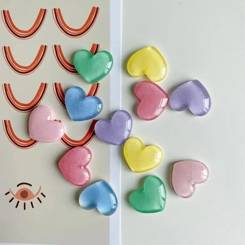 6pcs Love Heart Shiny Magnetic Ornaments, Cute Fridge Magnet Stickers for Home Decor, Photo Wall & Notice Message Board