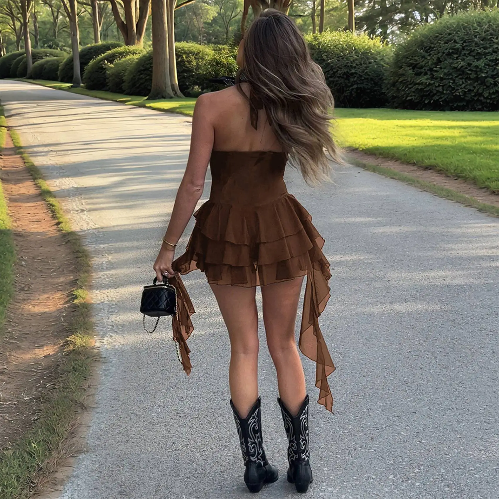 ABRT-Женское боди на тонких бретельках, топ на шнуровке с v-образным вырезом и лямкой на шее, шорты с рюшами, комбинезон, боди для клубной вечеринки