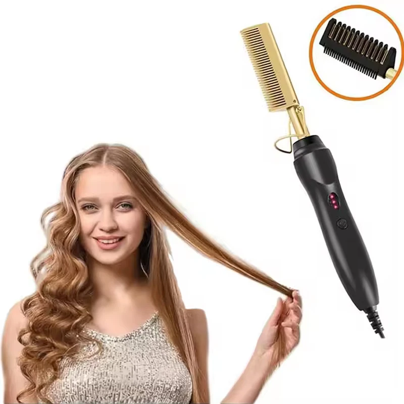 

Professional Electric Ceramic Ionic Hair Straighten Straightener Brush Hot Comb Pressing Electric Hot Comb Hair Straightener