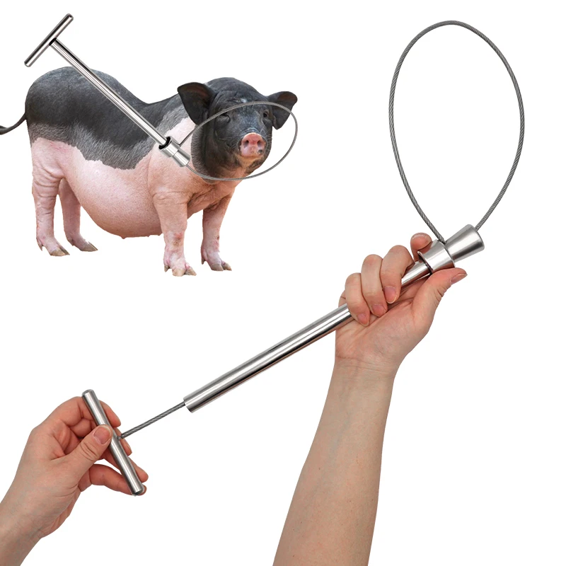 1Pcs Wired Catching Pig Lasso Baoding Pig Head Grab Pig Device Pig Equipment Convenient Safety Copper Handle