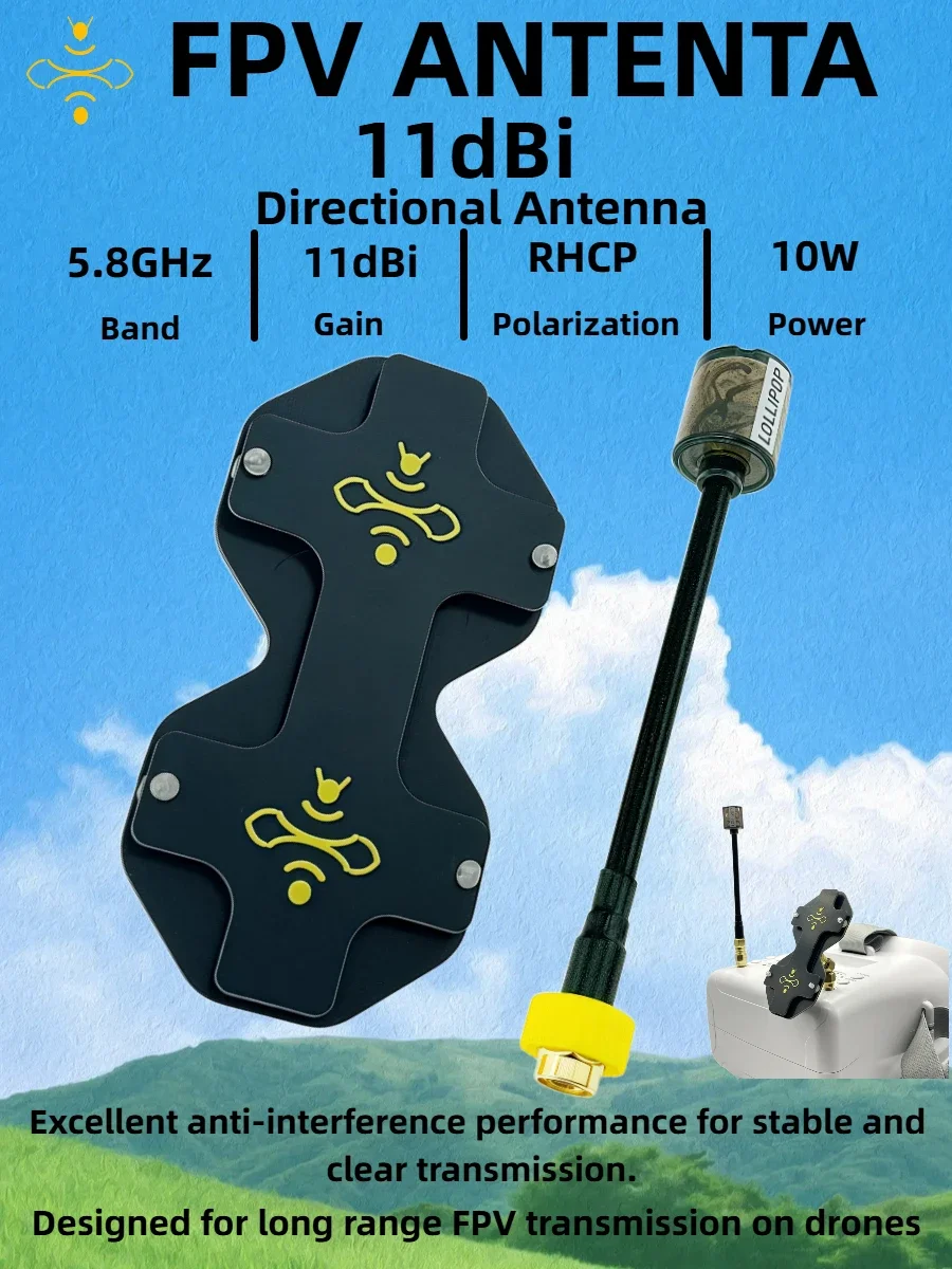 

Направленная патч-антенна 11dBi RHCP с высоким коэффициентом усиления + комбо-антенна Omni Stubby для FPV-дронов, дальнего действия, 5.8G, аналоговых очков, круговая поляризация
