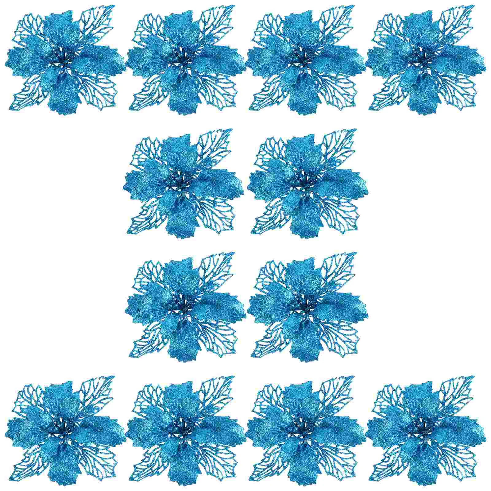 

Artificial Christmas Tree Garland Pendant Poinsettia Flowers Fake Simulation Blue Ornament