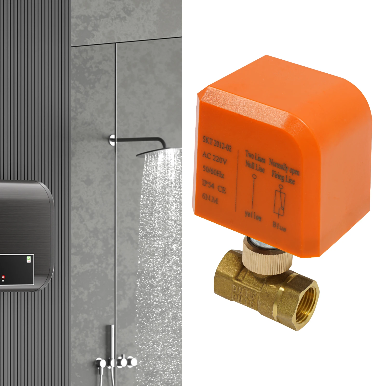 Brass Ball Valve Electric Control Normally‑Open 2‑Wire Bidirectional Actuator G1/2