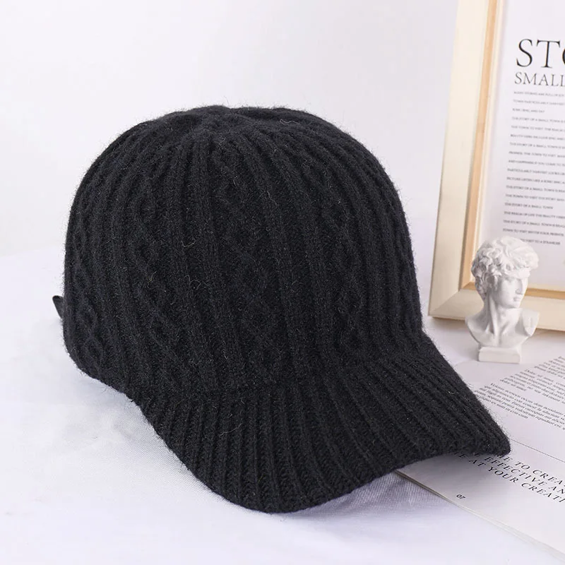 Warm Knitted Snapback Cap Adjustable Windproof Baseball Cap For Men Women Autumn Winter Outdoor Sports Travel Skiing Dad Hats