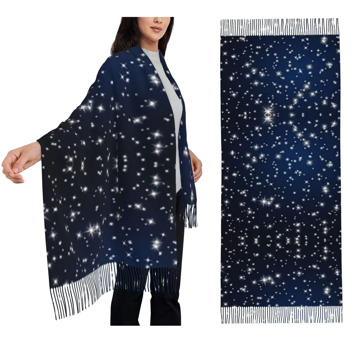 Space Galaxy Constellations Scarf Tassel Scarves Women Soft Warm Shawls and Wraps Long Fall Winter Shawl Wrap