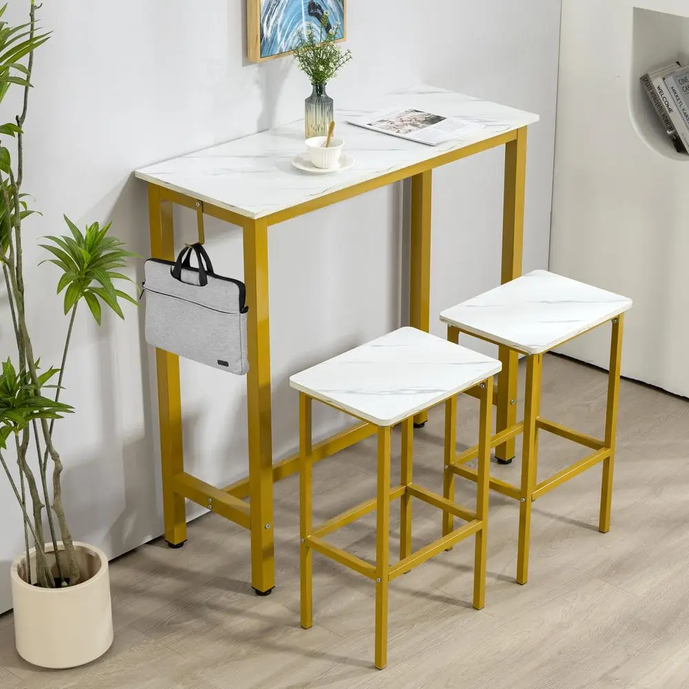 

Барный стол со стульями, 39,3 дюйма, высокий прямоугольный стол для бара, комплект для кухни на 2 человека, индивидуальный заказ