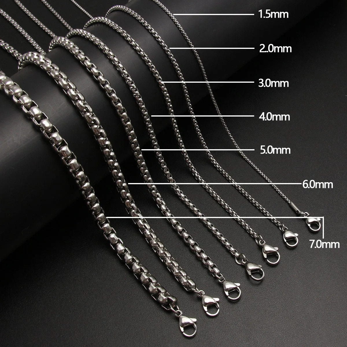 YQ 316L Edelstahl Kette Halskette für Männer Frauen Schmuck Anhänger Zubehör 3 Farben – Detail 8