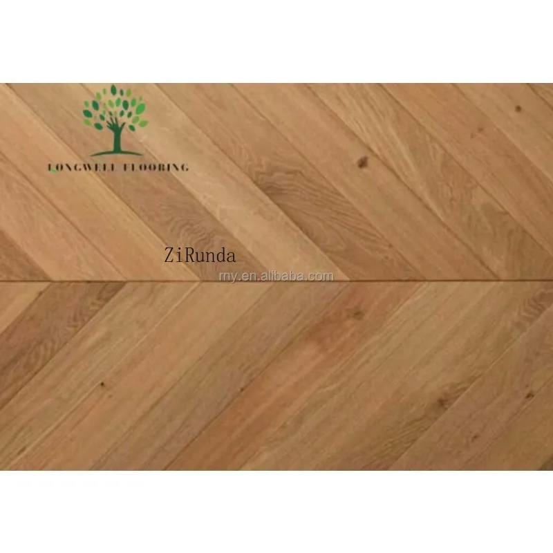 نسخة مخصصة شعبية تصميم أرضية خشبية متعرجة ضيقة من خشب البلوط