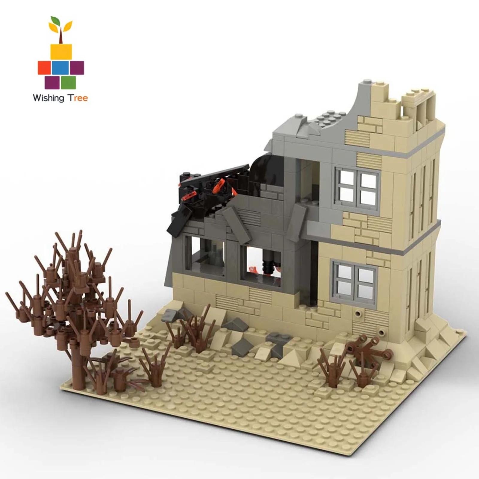 

Military Conflict Scene Compatible Building Blocks Toy Set with Battlefield Architecture Model