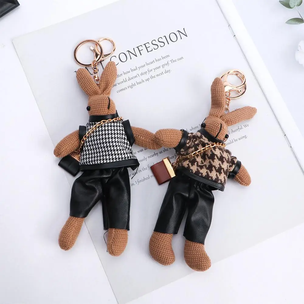 Kids Cloth Boys Cartoon Key Holder Lady Rabbit Keychains Bag Pendant Decoration Korean Style Key Ring Girls Car Accessories