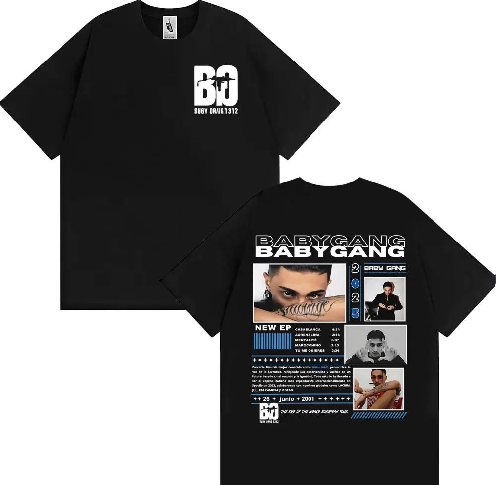 

Rapper Baby Gang Album Tour 2025 Graphic Tee Shirt Mens Clothing Fashion Hip Hop Punk T Shirt Male 100% Cotton Oversized T-shirt