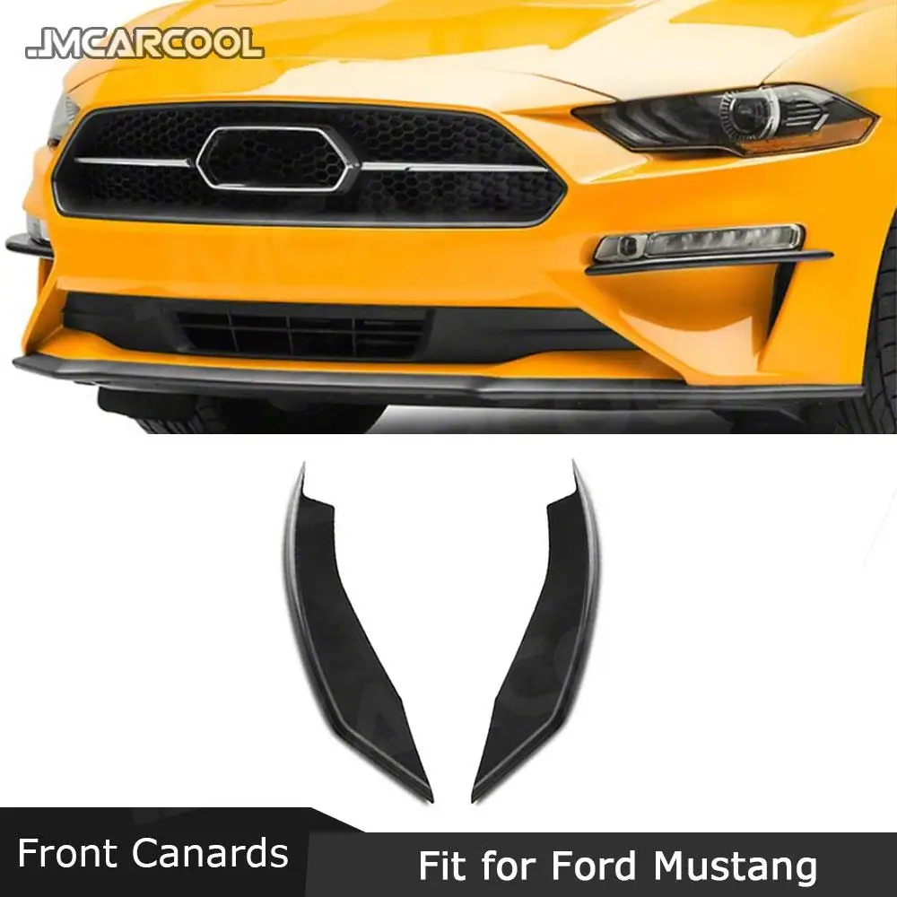 

JMCARCOOL передний бампер из углеродного волокна, противотуманные фары, разветвители FRP, неокрашенное украшение автомобиля для Ford Mustang Coupe, 2-дверные, 2018-2020