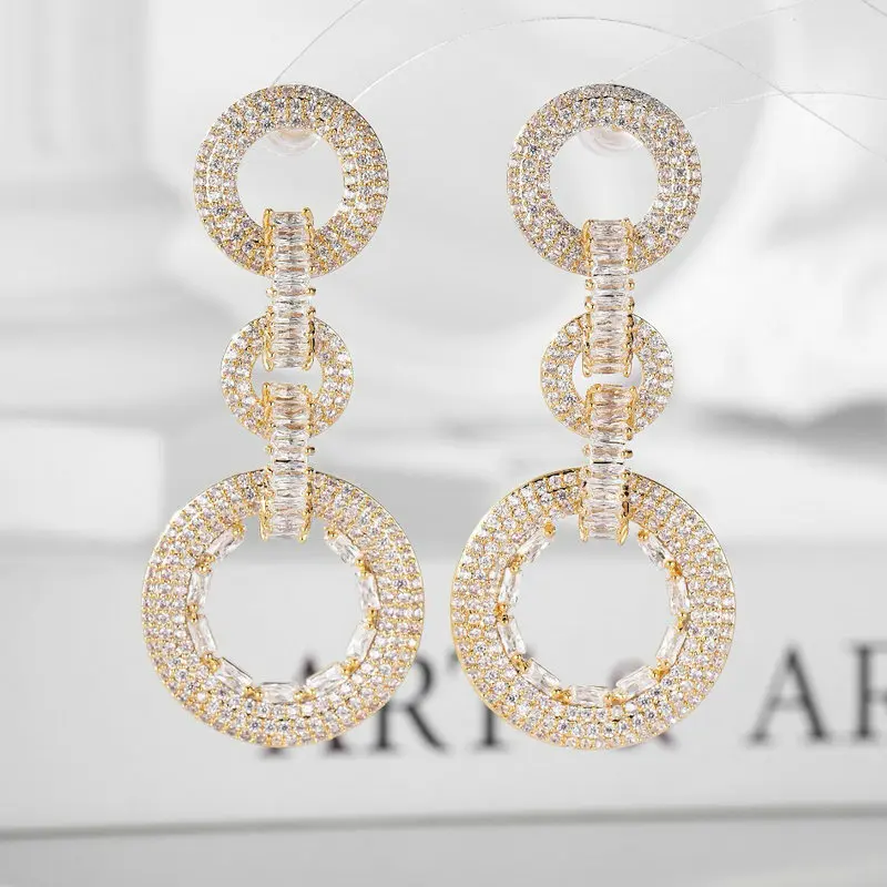 Bilincolor Purple and Olive Green Circle Chain Punk Fashion Earring for Women