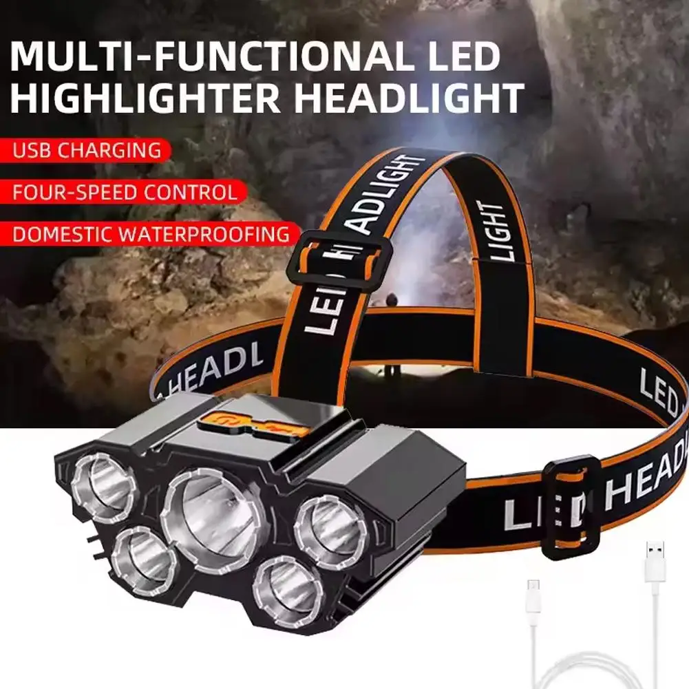 

USB перезаряжаемая фара с датчиком движения, водонепроницаемый налобный фонарь, спортивный портативный фонарик для кемпинга ﻿