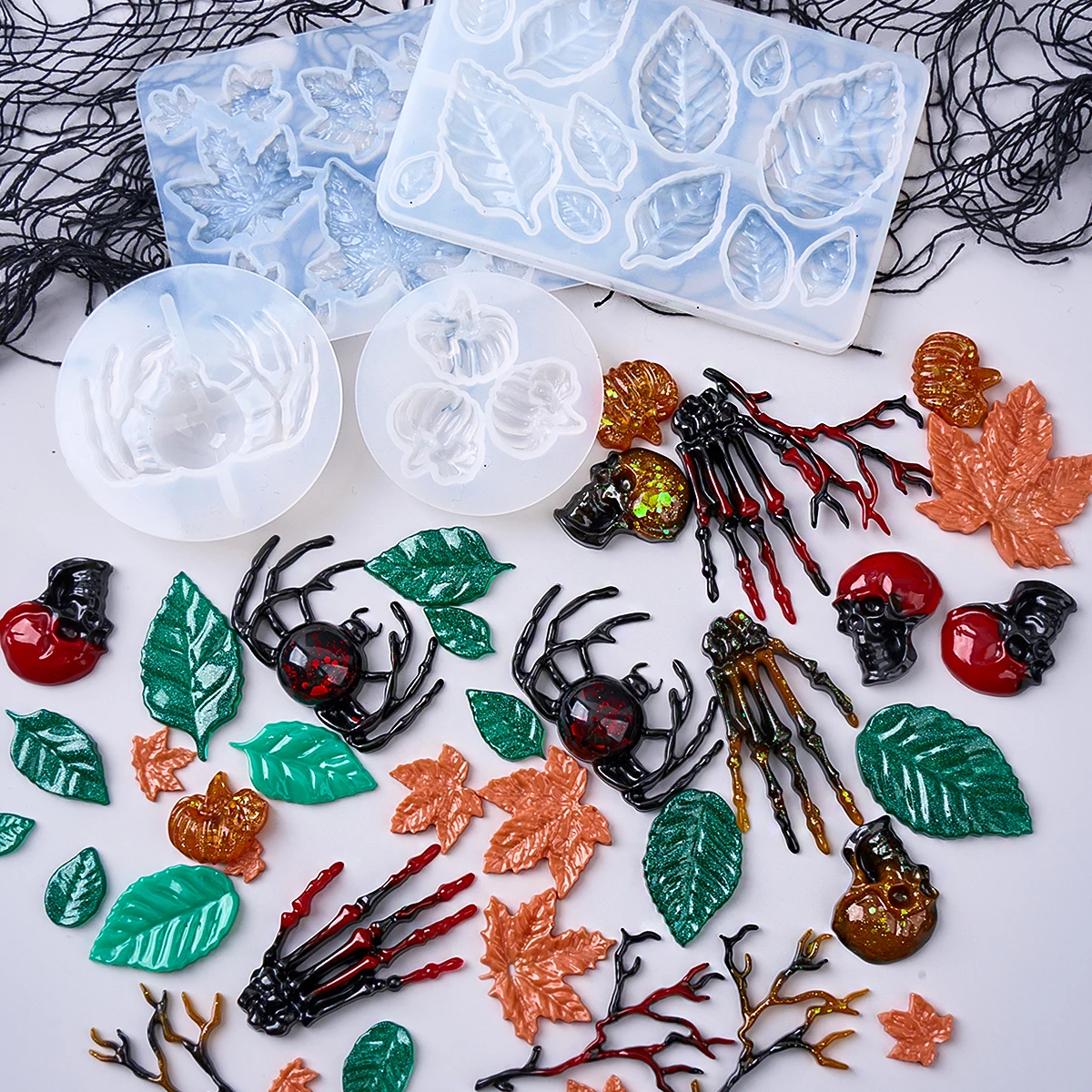 Halloween Skeleton Hands Bone Silicone Mold DIY Handmade Pumpkin Leaves Claws Skull UV Epoxy Resin Mold Party Ornaments Craft view 3