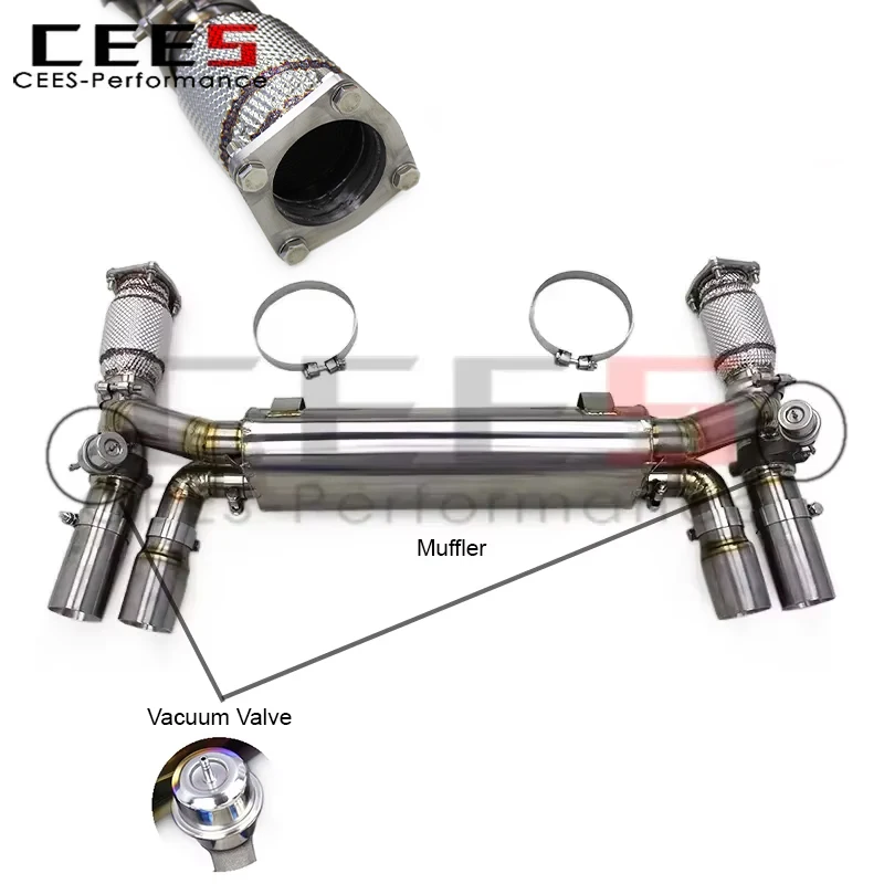 

cees No Cat Downpipe with Axle Exhaust for 1997-2005 Porsche 911 996 TURBO 3.6 Valvetronic Valve Exhaust Muffler Pipe System
