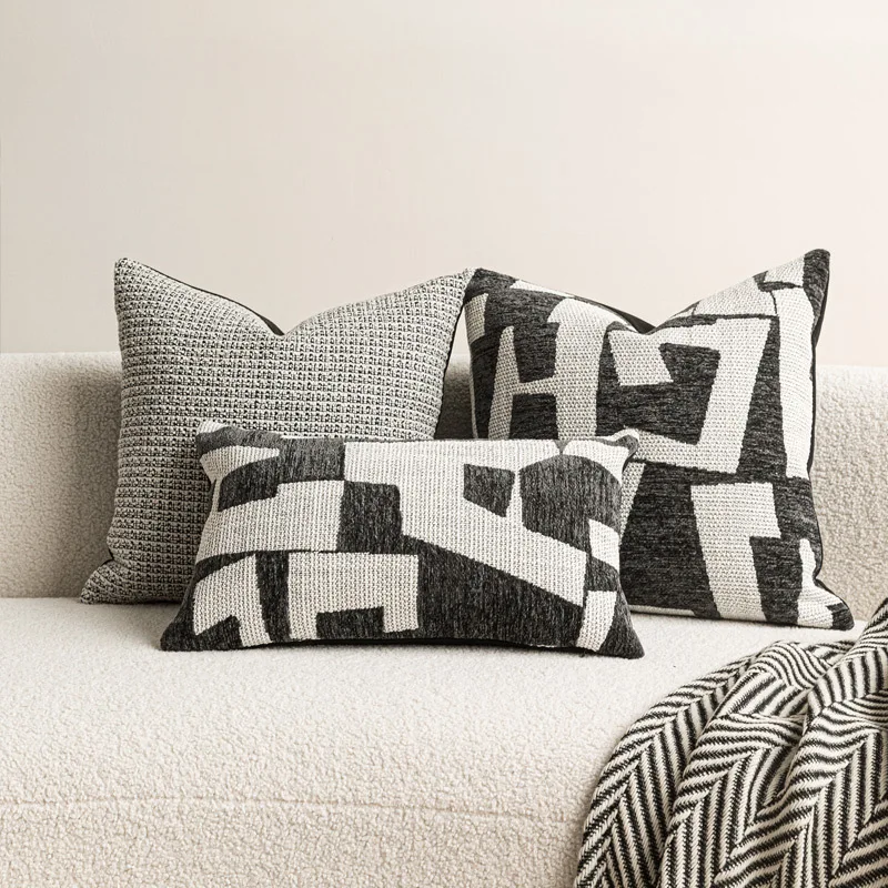 

Boho Cushion Cover Black and White Geometry Pillow Covers Decorative Cotton Polyester Pillow Case Sofa Living Room Home Decor