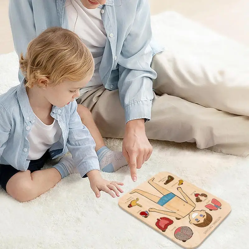 Puzzle en bois pour enfants, modules de jeu d'anatomie, structure du corps humain, jouet Montessori, apprentissage alth