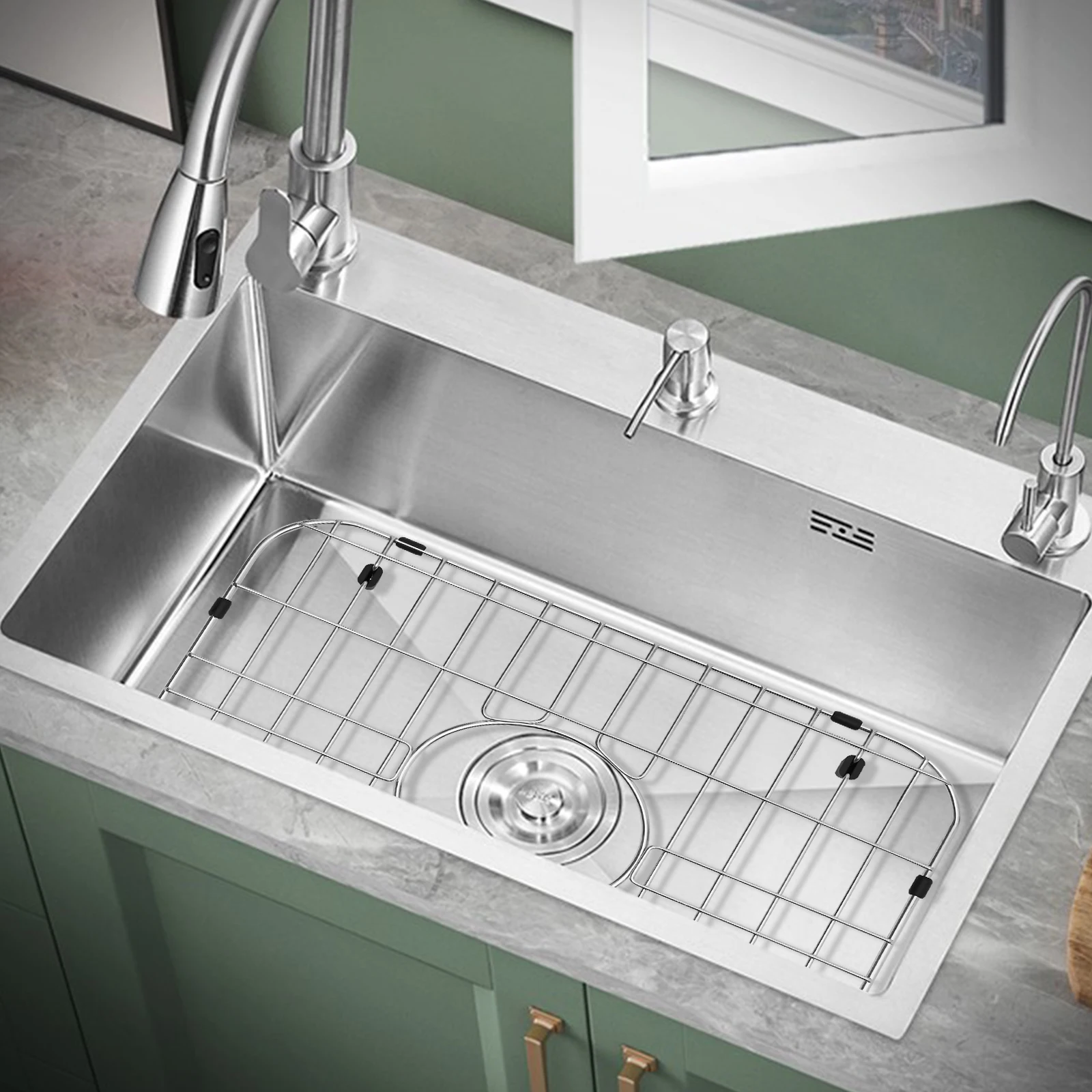 

Sink Grid 16" * 12-1/2", Centered Drain with Corner Radius 1-1/2", Water Tank Grid for Kitchen Draining Rack, Cooling Rack
