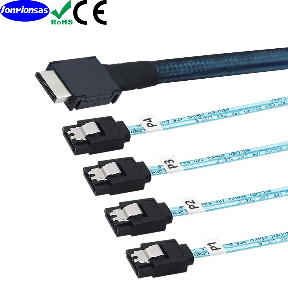 Kabel OcuLink PCIe PCI-Express SFF-8611 4i do 4X SATA 7P Żeński Prosty Kabel Aktywny do Transmisji Danych SSD 0.5m/1.0m — zdjęcie produktu 5