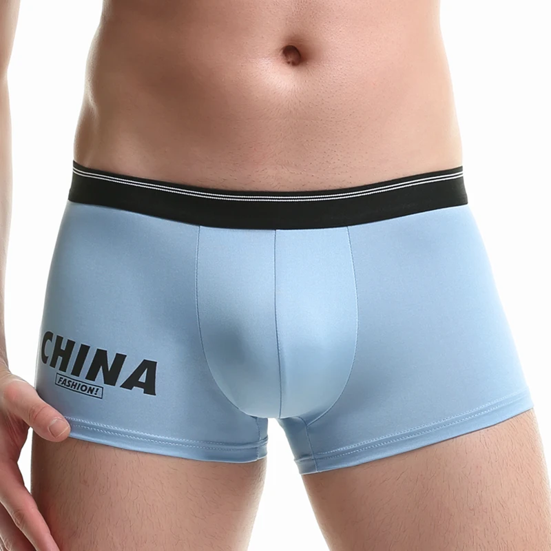 Herrenunterwäsche, dünne Sommer-Boxershorts aus Eisseide für Herren, trendige, atmungsaktive Boxershorts für Jungen, doppellagige Unterteile im Schritt