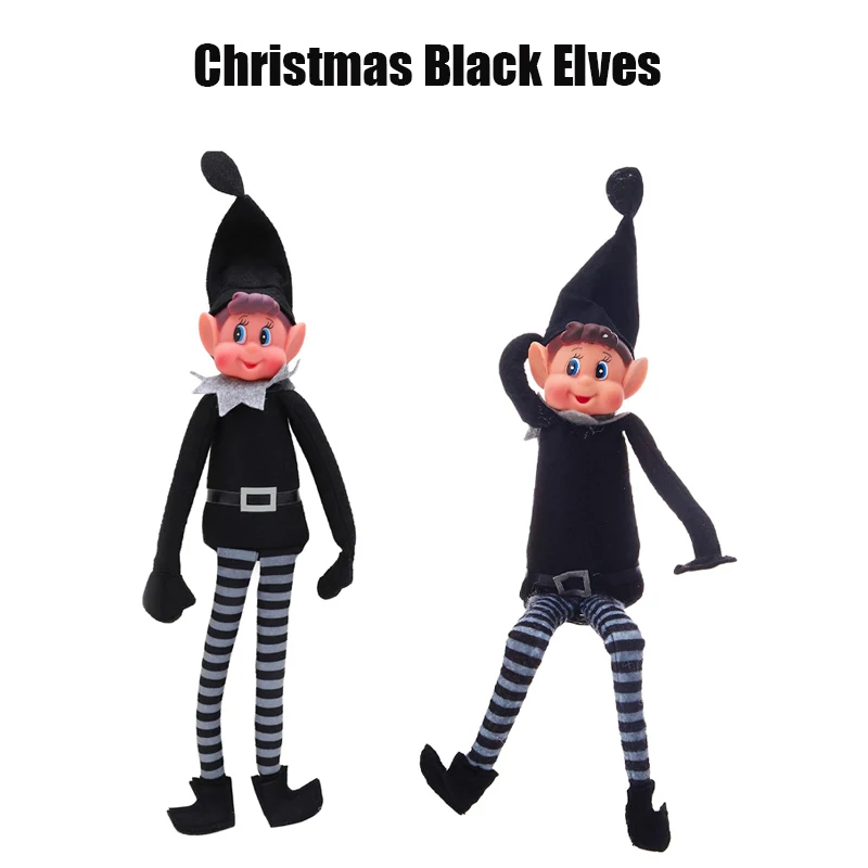 Black Christmas Elf Doll Ornament Xmas Home Desk Decoration Scene Layout Accessories Naughty Boy Christmas Gifts for Kids