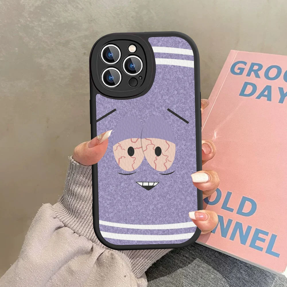 حافظة هاتف S-South Park Towelie من الجلد الصلب لهاتف iPhone 15 14 13 12 Mini 11 14 Pro Max Xs X Xr Plus Fundas