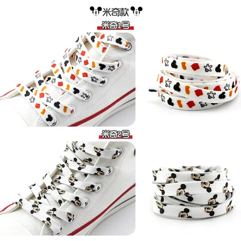 120CM /150CM Disney Anime Mickey Mouse Shoelaces Kawaii Minnie Colorful Sports Laces Shoes Accessories Kids Gifts For Children